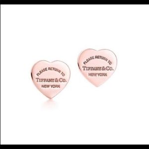 Tiffany Heart Tag Earrings Rose Gold Studs